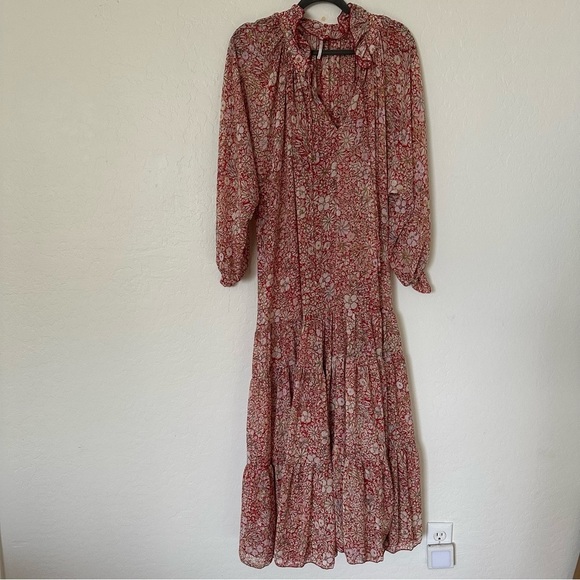 Free People Feeling Groovy Maxi Dress Red Combo Medium - Picture 3 of 11